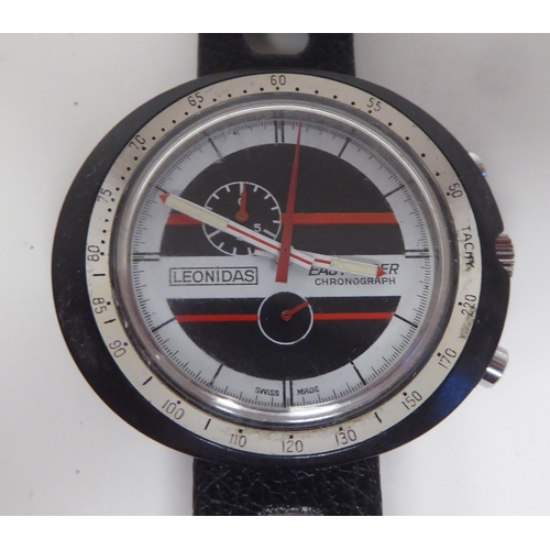 271 - A 1970s Leonidas Easy Rider fibreglass cased chronograph, faced by a baton dial, incorporating two s... 