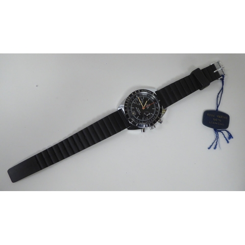 272 - A Yema Meangraff Super mechanical stainless steel cased bracelet wristwatch, faced by a black baton ... 