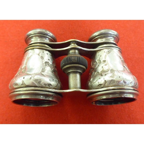 362 - Mixed metalware: to include a pair of silver cased opera glasses  Birmingham marks