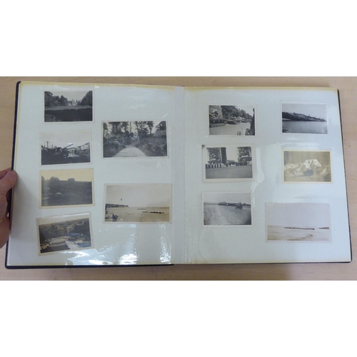 367 - Two albums of mainly 20thC monochrome photographs: to include military, academic, sport and period F... 