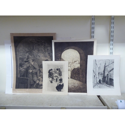 373 - Uncollated 18th & 19thC original works and later, variously themed monochrome prints, after nume... 