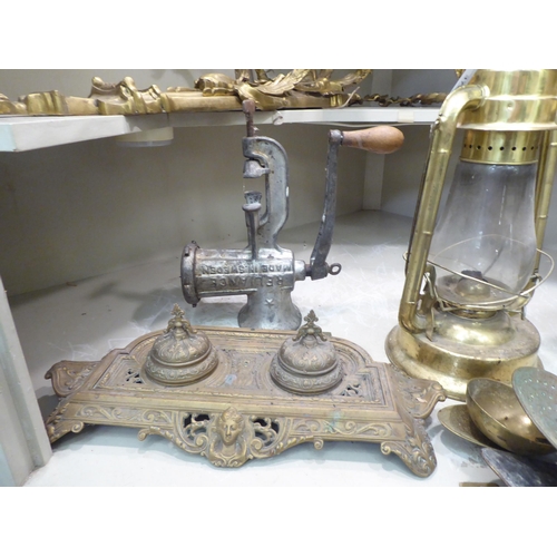 379 - Metalware: to include a Dietz Blizzard oil lamp  15