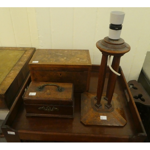 388 - 19th & 20thC wooden items: to include furniture; boxes of various purpose; and a mahogany cutler... 