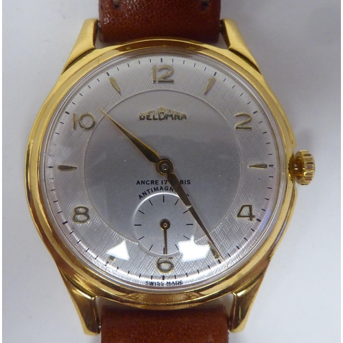 394 - A Delbana stainless steel/gold plated cased wristwatch, faced by a gilded 17 jewel antimagnetic Arab... 