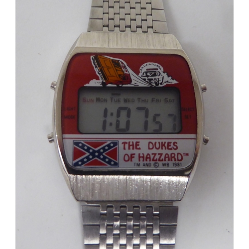 399 - A 1981 Dukes of Hazzard digital stainless steel cased wristwatch, on a dedicated flexible strap