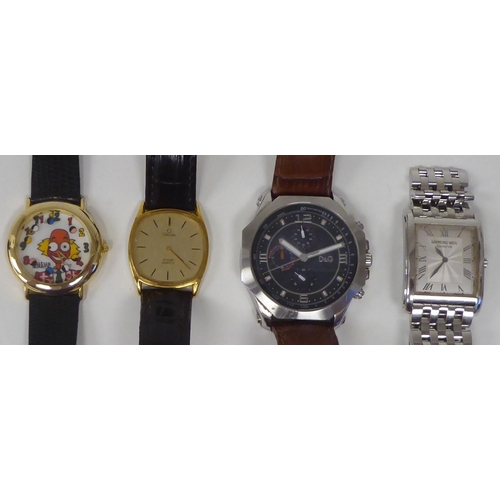 401 - Four variously strapped and cased wristwatches, viz. a D&G; an Omega De Ville; a Raymond Weil an... 