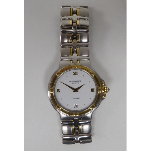 403 - A Raymond Weil Parsifal gold plated and stainless steel cased quartz bracelet wristwatch, faced by a... 