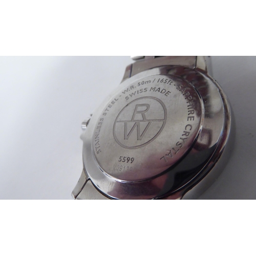 408 - A Raymond Weil Tango stainless steel cased quartz bracelet wristwatch, faced by a black baton dial, ... 