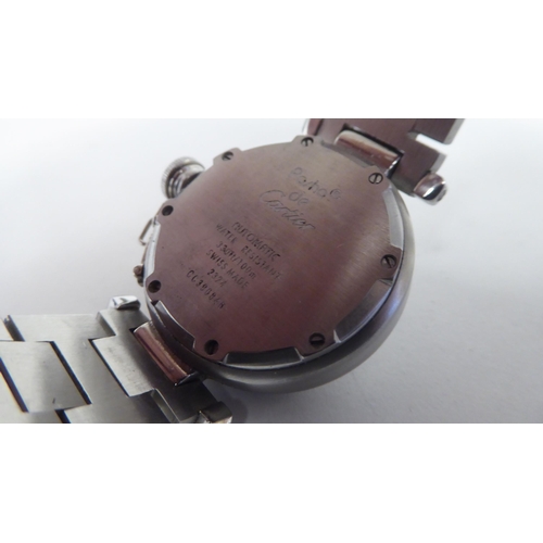 411 - A stainless steel cased automatic bracelet wristwatch, faced by an Arabic and baton dial, incorporat... 