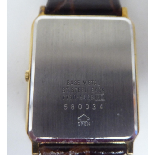 413 - A Seiko Lassale gold plated and stainless steel cased wristwatch, faced by a gilded baton dial, on a... 