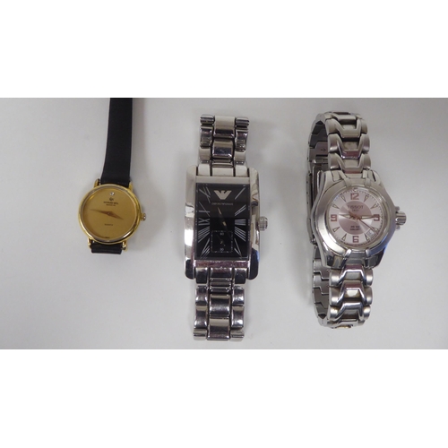 416 - Three variously styled and strapped wristwatches, viz. a Tissot P630-730; a Raymond Weil 5322; and a... 