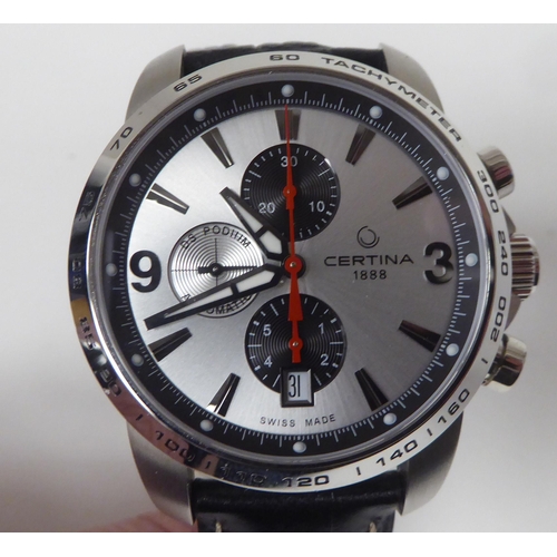 418 - A Certina DS Podium 1888 stainless steel cased automatic chronograph, the Arabic and baton dial, inc... 