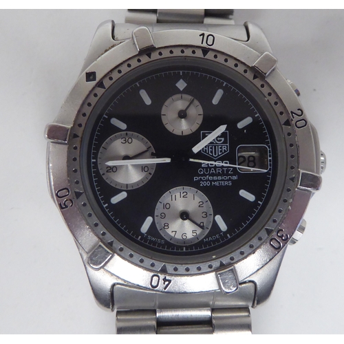 424 - A Tag Heuer 2000 Quartz Professional 200m stainless steel cased bracelet chronograph, the dial with ... 