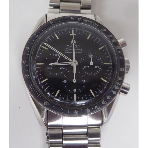 433 - A 1970s Omega Speedmaster Professional 861 calibre stainless steel cased bracelet chronograph, faced... 