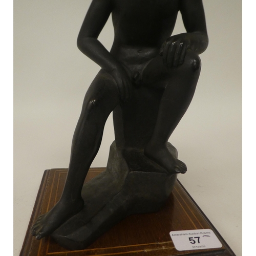 57 - After Mark Vedres - a cast bronze seated male nude  bears an impressed signature  11