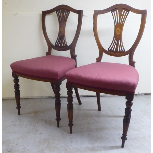 80 - Five items of 19thC and later small furniture: to include a mahogany framed ecclesiastical style hal... 