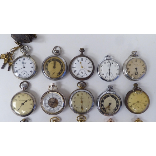 83 - Fifteen vintage and later open face pocket watches: to include Omega, Ingersoll, Smiths and Corronad... 