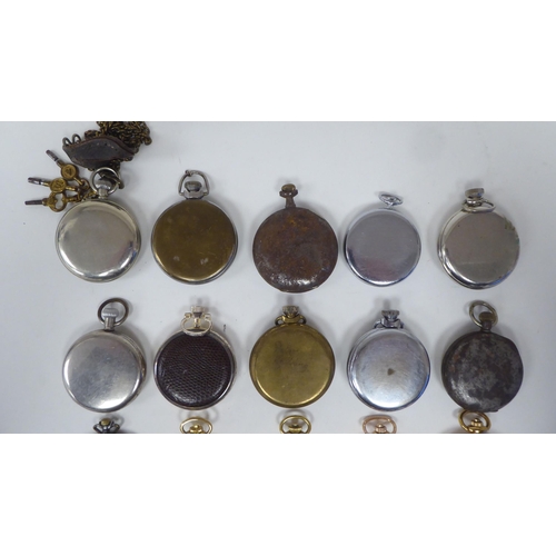 83 - Fifteen vintage and later open face pocket watches: to include Omega, Ingersoll, Smiths and Corronad... 