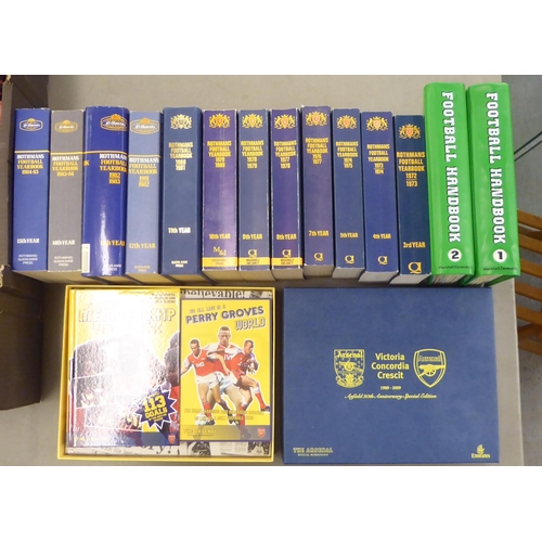 357 - Books, football themed: to include 'Rothmans Football Yearbooks' from the early 1970s to mid 1980s