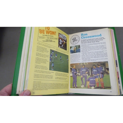 357 - Books, football themed: to include 'Rothmans Football Yearbooks' from the early 1970s to mid 1980s