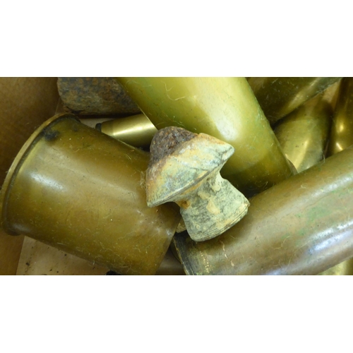 270 - Miscellaneous early/mid 20thC brass artillery cases(Please Note: this lot is subject to the statemen... 