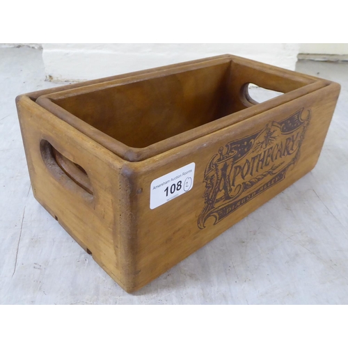 108 - Two Harry Potter apothecary 'Diagon Alley' open wooden crates  11