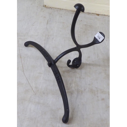 114 - A Parisian hotel inspired, cast iron, wall mounted valet hook  14