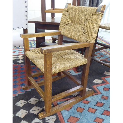 139 - Small furniture: to include a 1930s Queen Anne style stained beech framed open arm chair