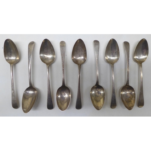 140 - Nine silver Old English pattern table spoons  mixed marks