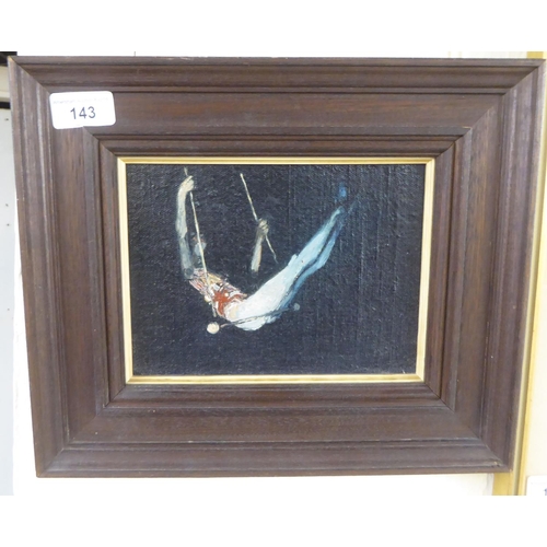 143 - Geoffrey John Roper - 'Acrobat'  oil on board  bears a Fine Art Society label verso & ... 