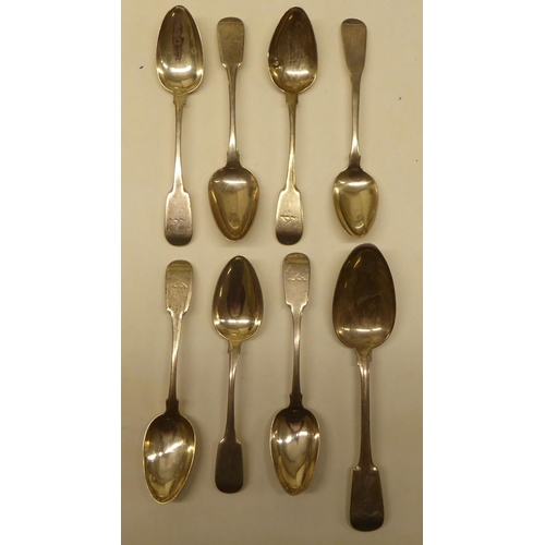 145 - Eight white metal teaspoons  mixed marks