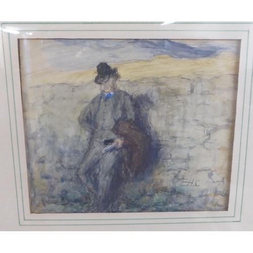 146 - Possibly Hugh Cameron - 'Allan'  watercolour  bears initials & text verso  5