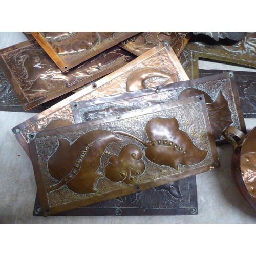 149 - Mainly Art Nouveau period copper and other pressed metal, unmounted panels  various designs&nbs... 