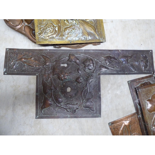 149 - Mainly Art Nouveau period copper and other pressed metal, unmounted panels  various designs&nbs... 