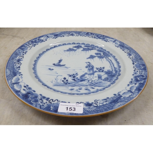 153 - An 18thC Chinese porcelain plate, decorated in blue and white  13