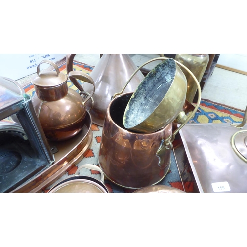 159 - Mainly 19thC metalware: to include a square copper kettle 