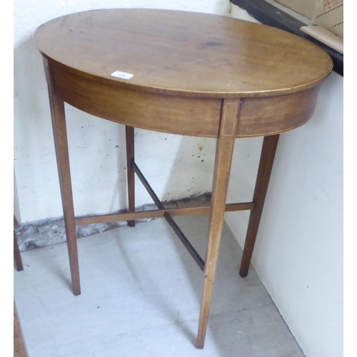 168 - Small furniture: to include a late 19thC string inlaid mahogany oval occasional table, raised on squ... 