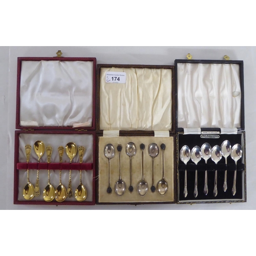 174 - Three boxed sets of six tea/coffee spoons  mixed marks 