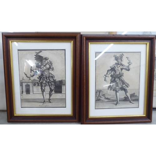 175 - A mixed lot: to include two 18thC monochrome prints - period theatrical street performers  6