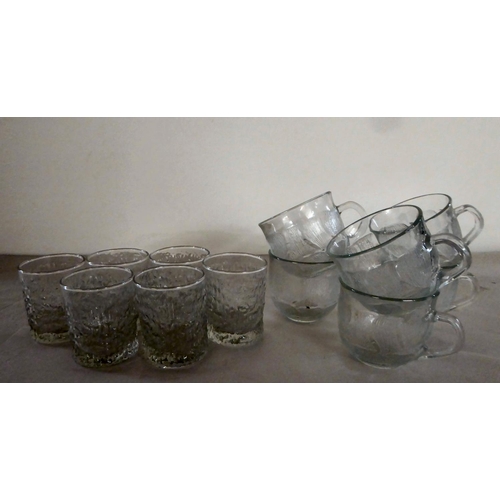 194 - Glassware: to include six (possibly) Whitefriars bark design tumblers