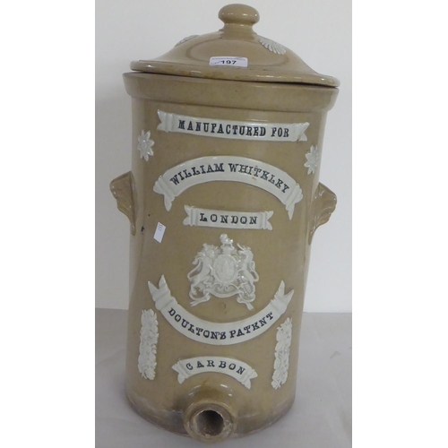 197 - Ceramics: to include a late Victorian Royal Doulton stoneware tower design dispenser  17