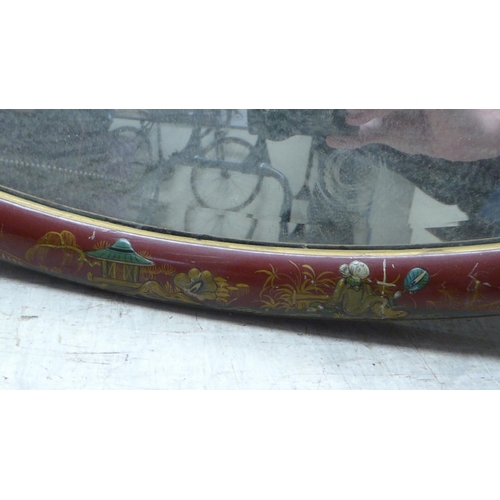 198 - Mirrors: to include a mid 20thC Japanese inspired red painted and gilt framed example  19