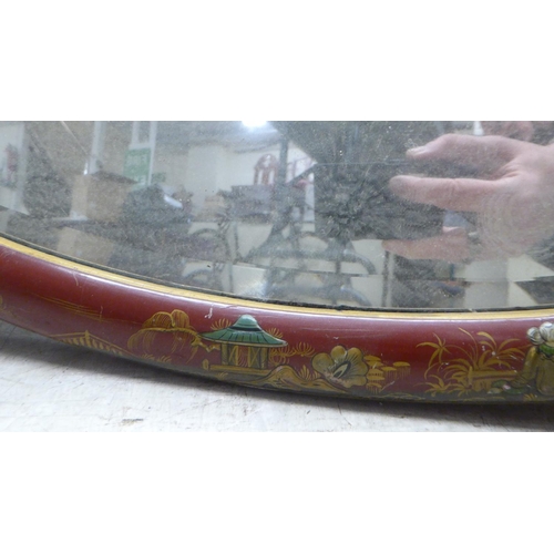 198 - Mirrors: to include a mid 20thC Japanese inspired red painted and gilt framed example  19