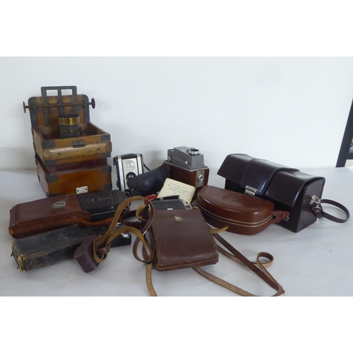 201 - Photographic equipment: to include an Edwardian mahogany plate camera body