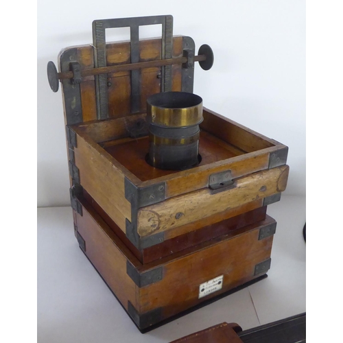 201 - Photographic equipment: to include an Edwardian mahogany plate camera body