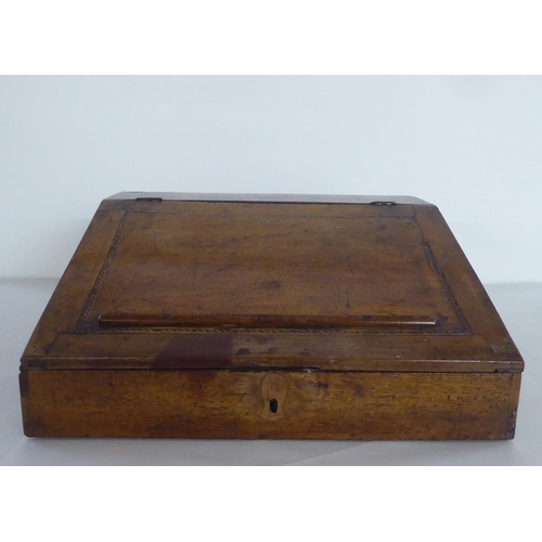 205 - A late 19thC mahogany desk top bureau with a hinged lid  7