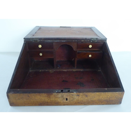 205 - A late 19thC mahogany desk top bureau with a hinged lid  7