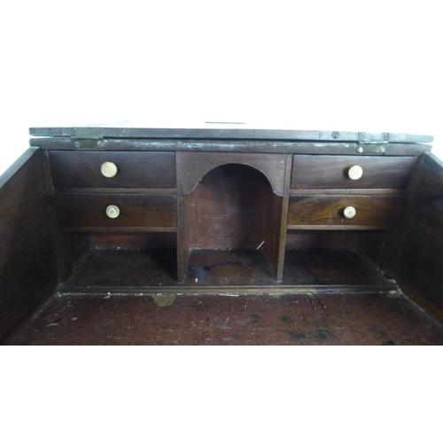 205 - A late 19thC mahogany desk top bureau with a hinged lid  7