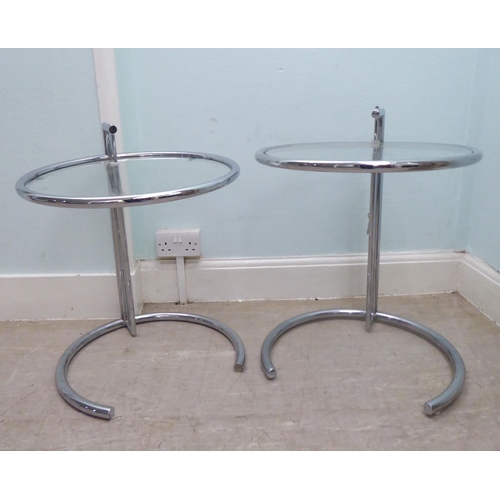 210 - A pair of modern chromium plated, framed and glazed occasional tables  21