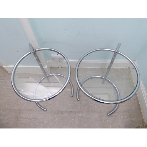 210 - A pair of modern chromium plated, framed and glazed occasional tables  21